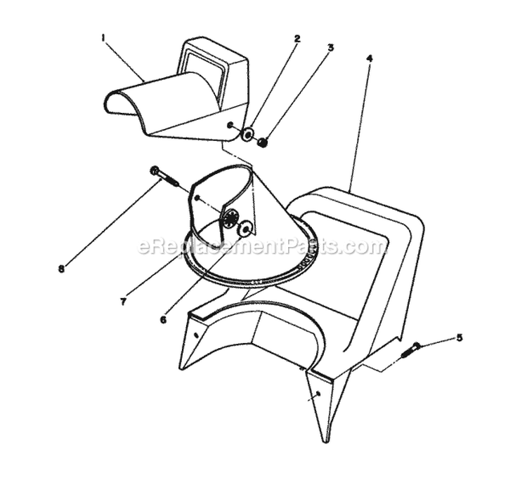 Chute Assembly Diagram and Parts List for 38025 1200001-1999999 - 1991 Lawn Boy Snow Blower